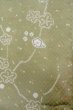 画像4: O0419Y 女性用小紋  シルク（正絹） 光沢のある淡いオリーブ, 花 【中古】【USED】【リサイクル】 ★★☆☆☆【O0419Y】 (4)