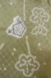 画像6: O0419Y 女性用小紋  シルク（正絹） 光沢のある淡いオリーブ, 花 【中古】【USED】【リサイクル】 ★★☆☆☆【O0419Y】 (6)