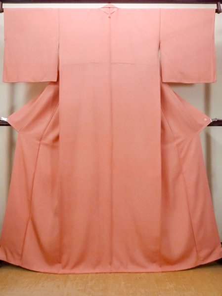 画像1: O0420B 女性用小紋 江戸小紋 シルク（正絹） 朱赤, 小さな点々 【中古】【USED】【リサイクル】 ★★★☆☆【O0420B】 (1)