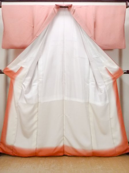 画像2: O0420B 女性用小紋 江戸小紋 シルク（正絹） 朱赤, 小さな点々 【中古】【USED】【リサイクル】 ★★★☆☆【O0420B】 (2)