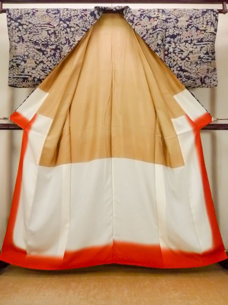 画像2: O0420D 女性用小紋  シルク（正絹） 深い藍, 花 【中古】【USED】【リサイクル】 ★★★★☆【O0420D】 (2)