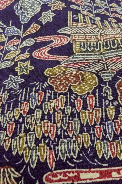 画像9: O0420D 女性用小紋  シルク（正絹） 深い藍, 花 【中古】【USED】【リサイクル】 ★★★★☆【O0420D】 (9)