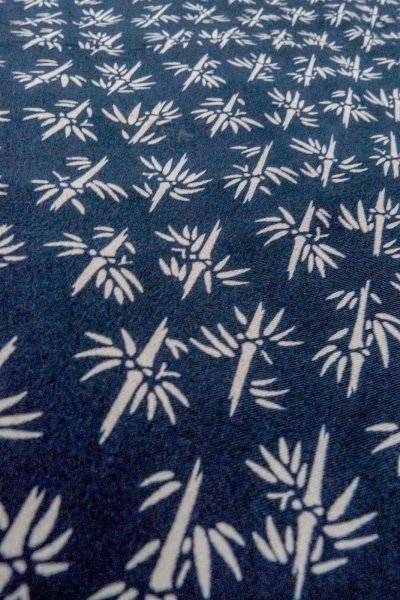 画像5: O0420E 女性用小紋  シルク（正絹） 藍, 竹 【中古】【USED】【リサイクル】 ★★☆☆☆【O0420E】 (5)