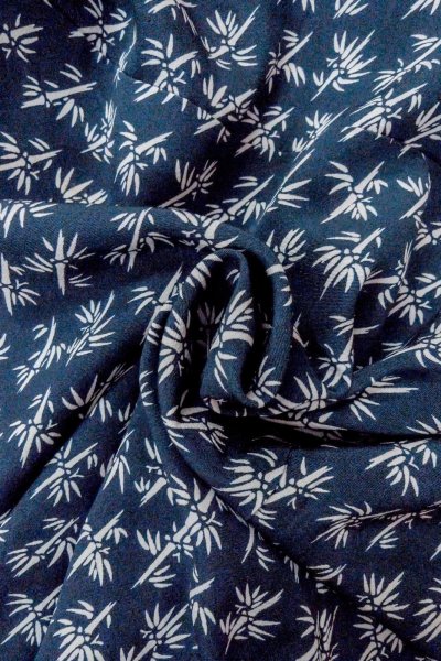 画像6: O0420E 女性用小紋  シルク（正絹） 藍, 竹 【中古】【USED】【リサイクル】 ★★☆☆☆【O0420E】 (6)