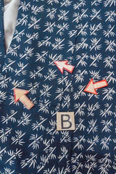 画像10: O0420E 女性用小紋  シルク（正絹） 藍, 竹 【中古】【USED】【リサイクル】 ★★☆☆☆【O0420E】 (10)