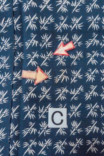 画像11: O0420E 女性用小紋  シルク（正絹） 藍, 竹 【中古】【USED】【リサイクル】 ★★☆☆☆【O0420E】 (11)