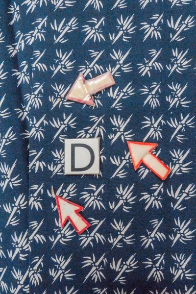 画像12: O0420E 女性用小紋  シルク（正絹） 藍, 竹 【中古】【USED】【リサイクル】 ★★☆☆☆【O0420E】 (12)