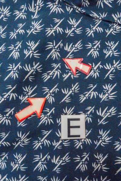 画像13: O0420E 女性用小紋  シルク（正絹） 藍, 竹 【中古】【USED】【リサイクル】 ★★☆☆☆【O0420E】 (13)