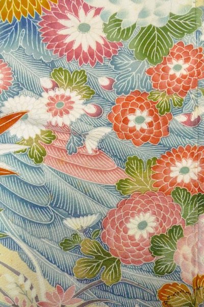 画像9: O0509A 女性用留袖 加賀友禅 シルク（正絹） 黒, ぼたん 【中古】【USED】【リサイクル】 ★★★☆☆【O0509A】 (9)