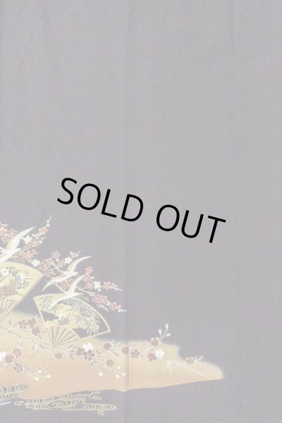 画像6: O0509B 女性用留袖  化繊 黒, 桜 【中古】【USED】【リサイクル】 ★★★★☆【O0509B】 (6)