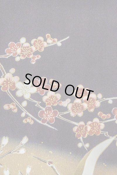 画像9: O0509B 女性用留袖  化繊 黒, 桜 【中古】【USED】【リサイクル】 ★★★★☆【O0509B】 (9)