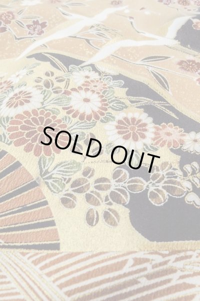 画像13: O0509B 女性用留袖  化繊 黒, 桜 【中古】【USED】【リサイクル】 ★★★★☆【O0509B】 (13)