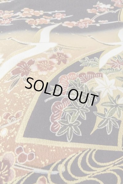 画像14: O0509B 女性用留袖  化繊 黒, 桜 【中古】【USED】【リサイクル】 ★★★★☆【O0509B】 (14)