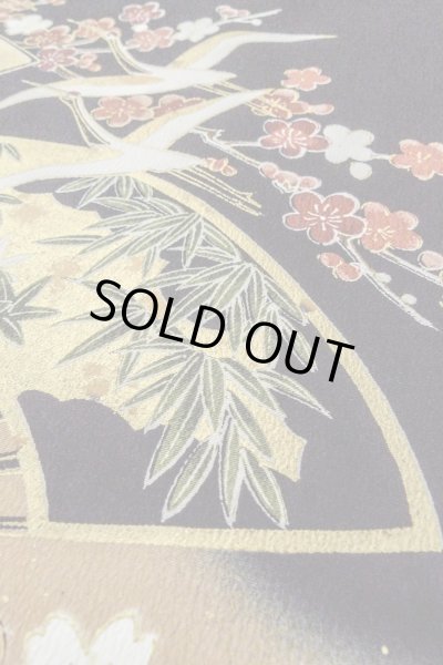 画像16: O0509B 女性用留袖  化繊 黒, 桜 【中古】【USED】【リサイクル】 ★★★★☆【O0509B】 (16)