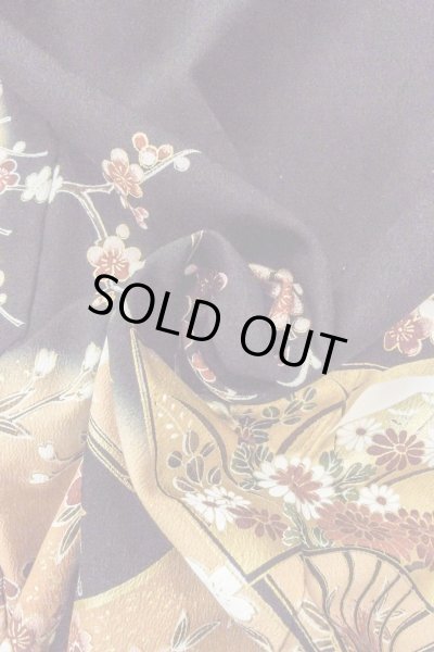 画像18: O0509B 女性用留袖  化繊 黒, 桜 【中古】【USED】【リサイクル】 ★★★★☆【O0509B】 (18)