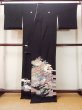 画像2: O0509C 女性用留袖  シルク（正絹） 黒, 梅 【中古】【USED】【リサイクル】 ★★☆☆☆【O0509C】 (2)
