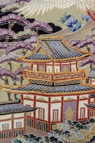 画像8: O0509C 女性用留袖  シルク（正絹） 黒, 梅 【中古】【USED】【リサイクル】 ★★☆☆☆【O0509C】 (8)