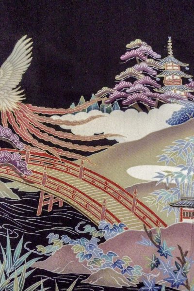 画像11: O0509C 女性用留袖  シルク（正絹） 黒, 梅 【中古】【USED】【リサイクル】 ★★☆☆☆【O0509C】 (11)