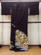 画像2: O0509D 女性用留袖  化繊 黒, ぼたん 【中古】【USED】【リサイクル】 ★★★★☆【O0509D】 (2)