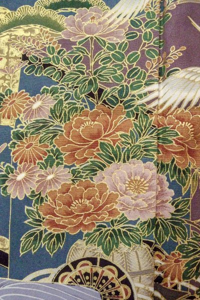 画像7: O0509D 女性用留袖  化繊 黒, ぼたん 【中古】【USED】【リサイクル】 ★★★★☆【O0509D】 (7)