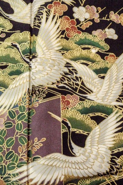 画像8: O0509D 女性用留袖  化繊 黒, ぼたん 【中古】【USED】【リサイクル】 ★★★★☆【O0509D】 (8)