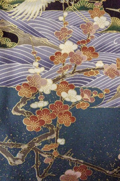 画像11: O0509D 女性用留袖  化繊 黒, ぼたん 【中古】【USED】【リサイクル】 ★★★★☆【O0509D】 (11)