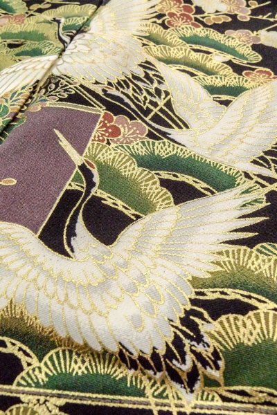 画像13: O0509D 女性用留袖  化繊 黒, ぼたん 【中古】【USED】【リサイクル】 ★★★★☆【O0509D】 (13)