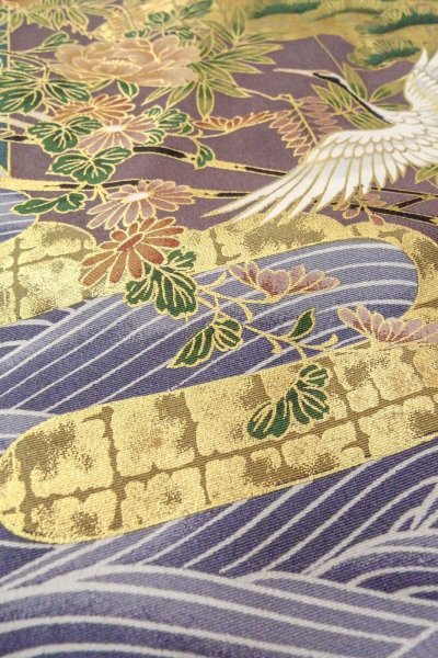 画像14: O0509D 女性用留袖  化繊 黒, ぼたん 【中古】【USED】【リサイクル】 ★★★★☆【O0509D】 (14)