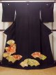 画像1: O0509E 女性用留袖  シルク（正絹） 黒, 花 【中古】【USED】【リサイクル】 ★★★☆☆【O0509E】 (1)