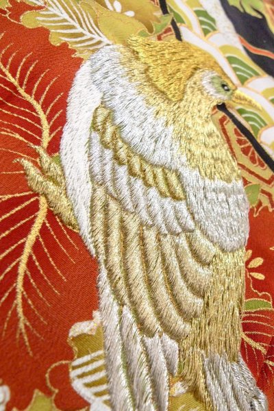 画像15: O0509G 女性用留袖  シルク（正絹） 黒, 蘭 【中古】【USED】【リサイクル】 ★★★☆☆【O0509G】 (15)