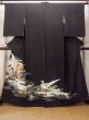 画像1: O0509H 女性用留袖  シルク（正絹） 黒, 鳥 【中古】【USED】【リサイクル】 ★★☆☆☆【O0509H】 (1)