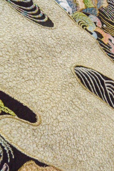 画像14: O0509H 女性用留袖  シルク（正絹） 黒, 鳥 【中古】【USED】【リサイクル】 ★★☆☆☆【O0509H】 (14)