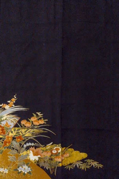 画像6: O0509I 女性用留袖  化繊 黒, ぼたん 【中古】【USED】【リサイクル】 ★★★☆☆【O0509I】 (6)