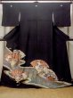 画像1: O0509J 女性用留袖  シルク（正絹） 黒, 菊 【中古】【USED】【リサイクル】 ★★★☆☆【O0509J】 (1)