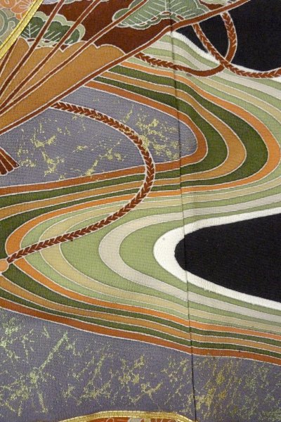 画像9: O0509J 女性用留袖  シルク（正絹） 黒, 菊 【中古】【USED】【リサイクル】 ★★★☆☆【O0509J】 (9)