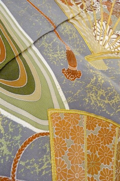 画像13: O0509J 女性用留袖  シルク（正絹） 黒, 菊 【中古】【USED】【リサイクル】 ★★★☆☆【O0509J】 (13)