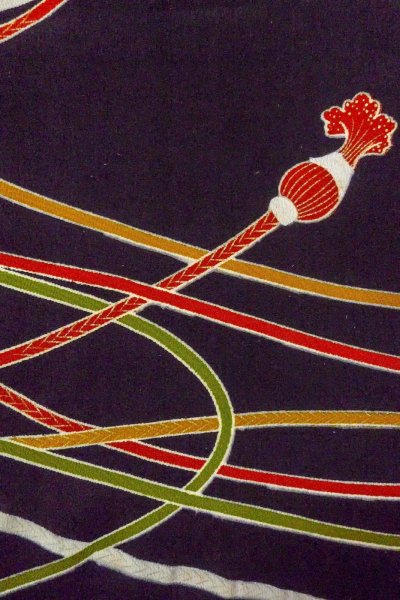 画像9: O0509L 女性用留袖  シルク（正絹） 黒, ぼたん 【中古】【USED】【リサイクル】 ★★★☆☆【O0509L】 (9)