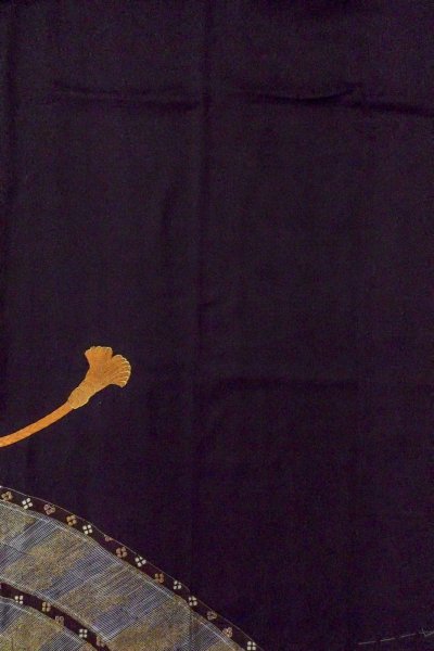 画像6: O0509N 女性用留袖  シルク（正絹） 黒, 房付き紐 【中古】【USED】【リサイクル】 ★★★☆☆【O0509N】 (6)