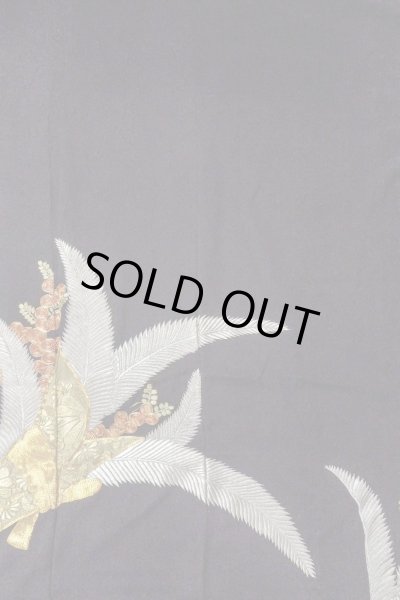 画像5: O0509R 女性用留袖  シルク（正絹） 黒, 花 【中古】【USED】【リサイクル】 ★★☆☆☆【O0509R】 (5)