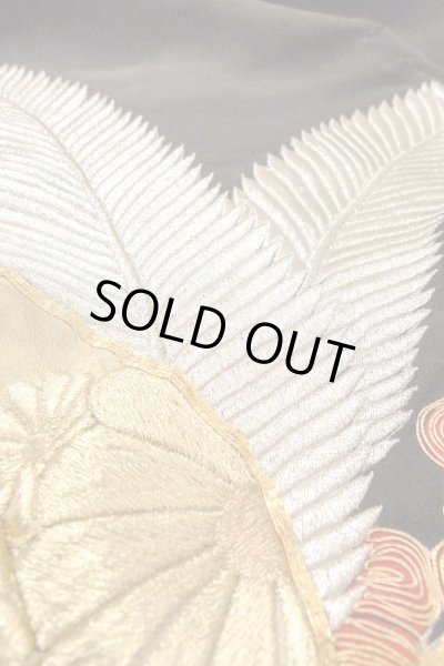 画像12: O0509R 女性用留袖  シルク（正絹） 黒, 花 【中古】【USED】【リサイクル】 ★★☆☆☆【O0509R】 (12)