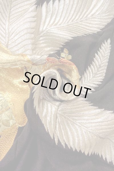 画像13: O0509R 女性用留袖  シルク（正絹） 黒, 花 【中古】【USED】【リサイクル】 ★★☆☆☆【O0509R】 (13)