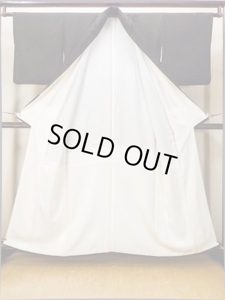 画像3: O0509S 女性用留袖  シルク（正絹） 黒, 鶴 【中古】【USED】【リサイクル】 ★★☆☆☆【O0509S】 (3)