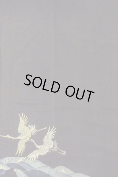 画像6: O0509S 女性用留袖  シルク（正絹） 黒, 鶴 【中古】【USED】【リサイクル】 ★★☆☆☆【O0509S】 (6)