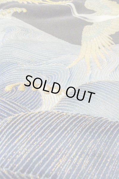 画像12: O0509S 女性用留袖  シルク（正絹） 黒, 鶴 【中古】【USED】【リサイクル】 ★★☆☆☆【O0509S】 (12)