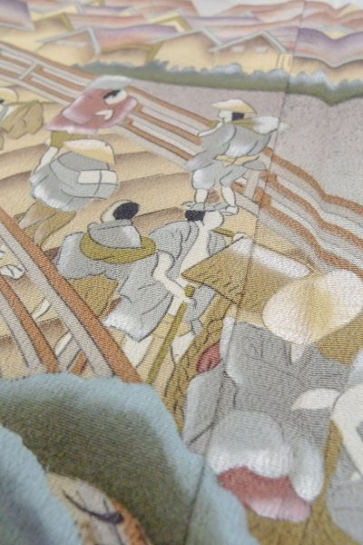 画像11: O0509T 女性用留袖  シルク（正絹） 黒, 松/松葉 【中古】【USED】【リサイクル】 ★★★☆☆【O0509T】 (11)