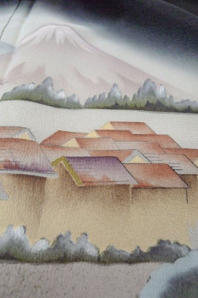 画像12: O0509T 女性用留袖  シルク（正絹） 黒, 松/松葉 【中古】【USED】【リサイクル】 ★★★☆☆【O0509T】 (12)