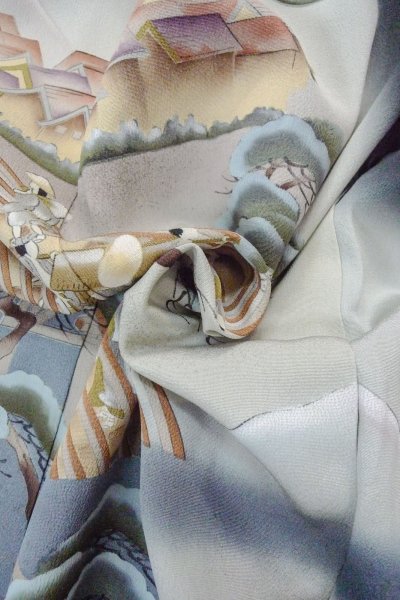 画像13: O0509T 女性用留袖  シルク（正絹） 黒, 松/松葉 【中古】【USED】【リサイクル】 ★★★☆☆【O0509T】 (13)