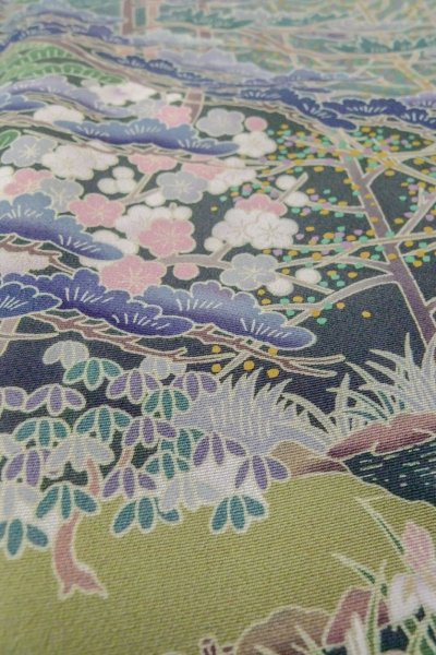 画像12: O0509U 女性用留袖  化繊 黒, 梅 【中古】【USED】【リサイクル】 ★★★☆☆【O0509U】 (12)