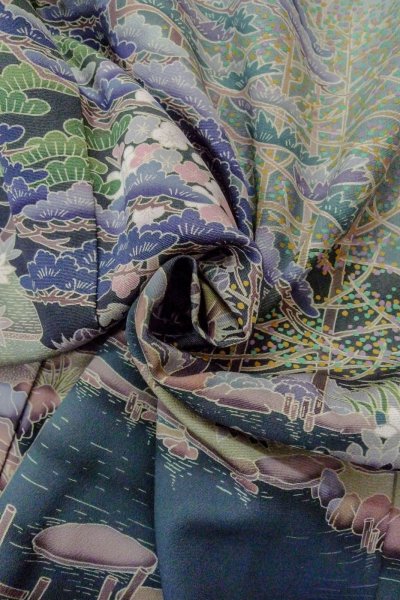 画像14: O0509U 女性用留袖  化繊 黒, 梅 【中古】【USED】【リサイクル】 ★★★☆☆【O0509U】 (14)