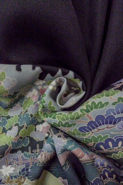 画像15: O0509U 女性用留袖  化繊 黒, 梅 【中古】【USED】【リサイクル】 ★★★☆☆【O0509U】 (15)